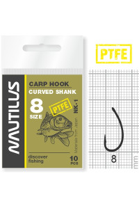 Крючок Nautilus Carp Curved Shank NK-1PTFE № 8