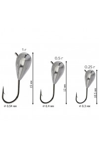 Мормышка CF Капля d0.4mm 0.5gr серебро (уп.5шт)