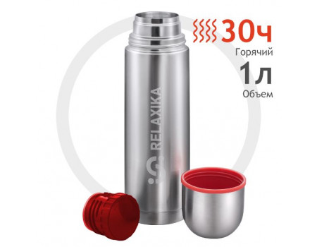 Термос Relaxika 101 узкое горло 1,0 л. цвет стальной