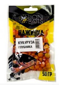 Кукуруза LION BAITS Наживка насадочная натуральная Клубника 50гр