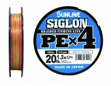 Шнур Sunline Siglon PEx4 Multicolor #1.2 20lb 100м 9,2 кг.