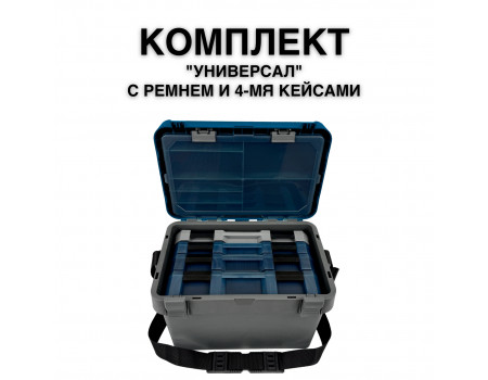 Ящик Fishka Petrov Профи с ремнем с коплектом Т-кейсов 400х260х235 цв.бирюза
