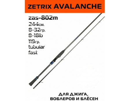 Спиннинг Zetrix AVALANCHE 2,44м 8-32гр ZAS-802M