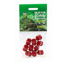 Бойлы Lion Baits Мини  Флюро тонущие на резинке Клубника 6х10мм