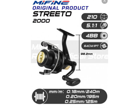 Катушка Mifine Streeto 2000F 4BB GR5.1:1 DP6kg W195gr 60101-2