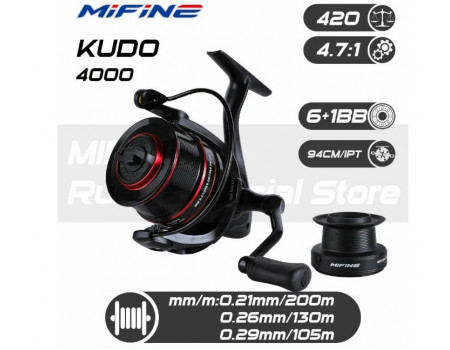 Катушка Mifine Kudo 4000F 6+1BB GR4.7:1 DP10kg W420gr З/Ш 60389-4