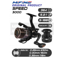 Катушка Mifine Speed 3000F 5+1BB GR5.2:1 DP8kg W350gr З/Ш леска 60505-3