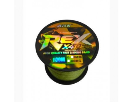 Шнур Atik Rex X4PE 0.18мм 13,6кг 100м темно зеленый